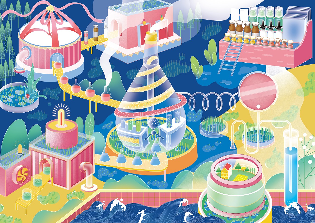 科美優(yōu)肽「實驗室插畫」&「生產流程創(chuàng)意插畫」